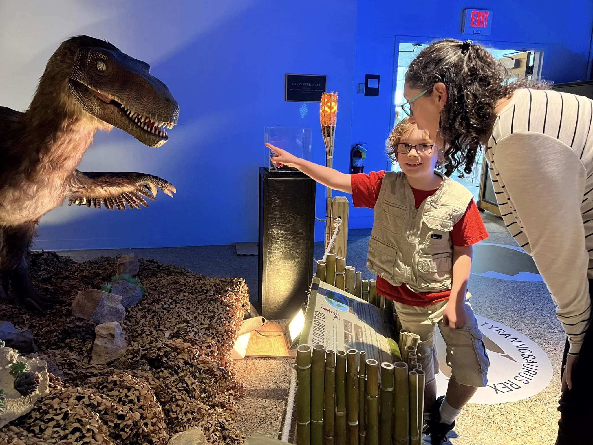 Children exploring the DINOSAURS! exhibit at Catawba Science Center