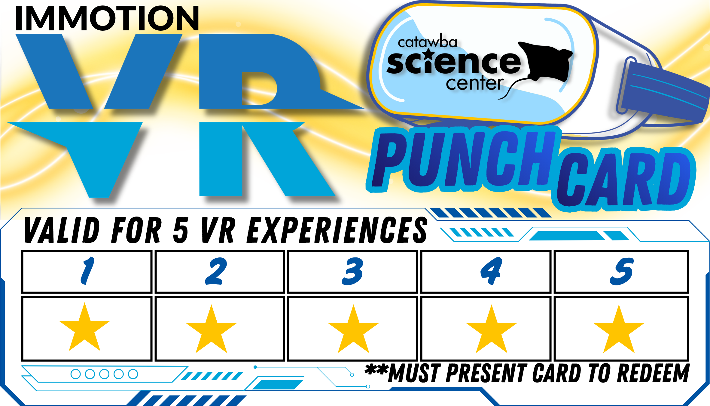 IMMOTION VR Punch Card — valid for 5 VR experiences at Catawba Science Center