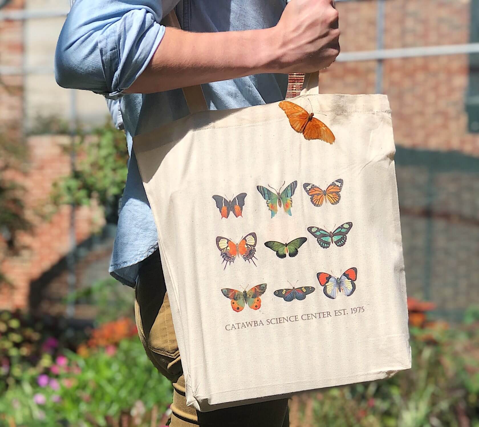 Flutterby Butterfly Habitat tote bag from the CSC Gift Shop