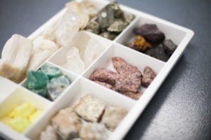 Picture of variety of rocks in a tray.